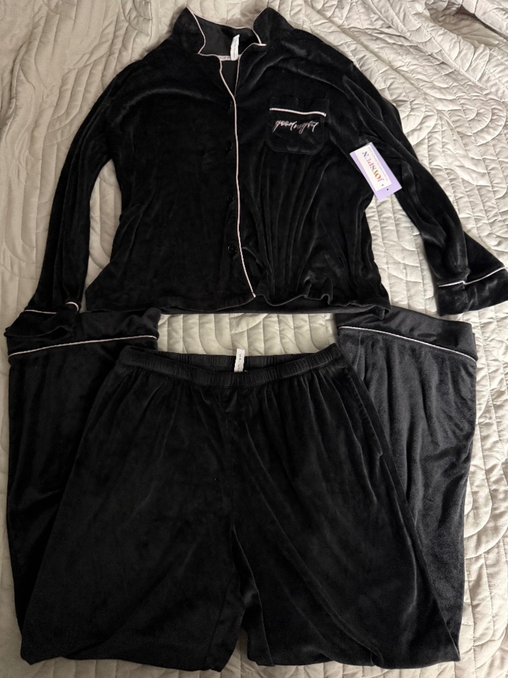 Nwt black velour pj set